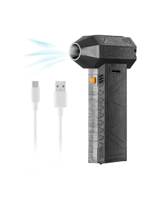 Gale Force Electric Air Duster Turbo Jet Fan Mini Blower with USB charging cable.